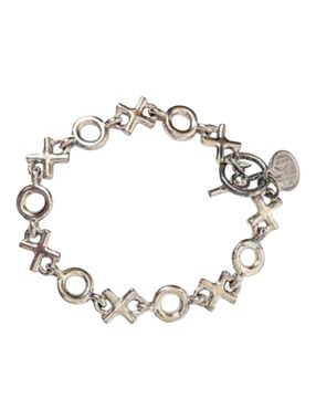 Vintage 90s Anne Klein Hugs and Kisses Bracelet XO silver tone signed